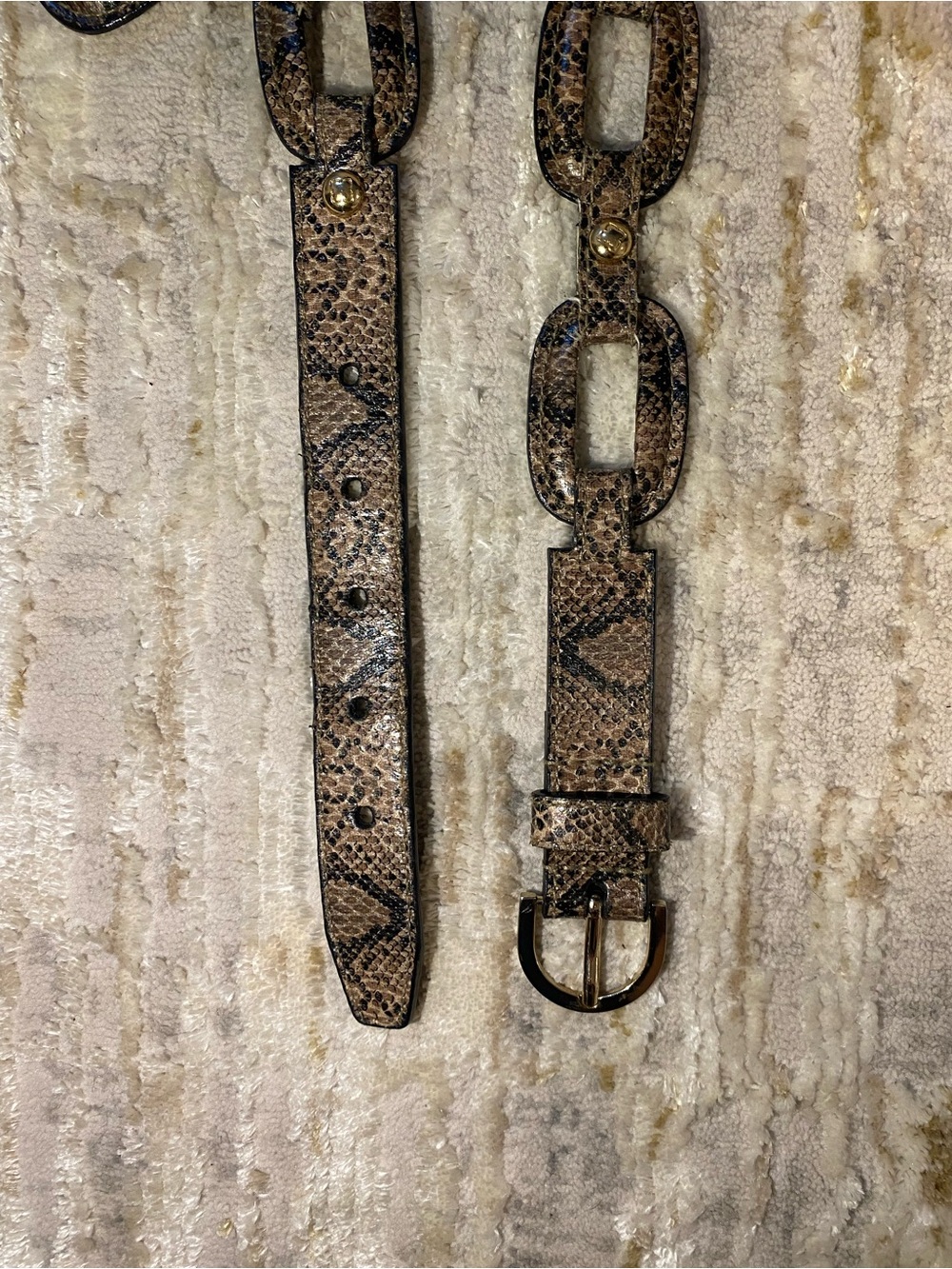 Brown Snake-Print Chain Link Women's Belt